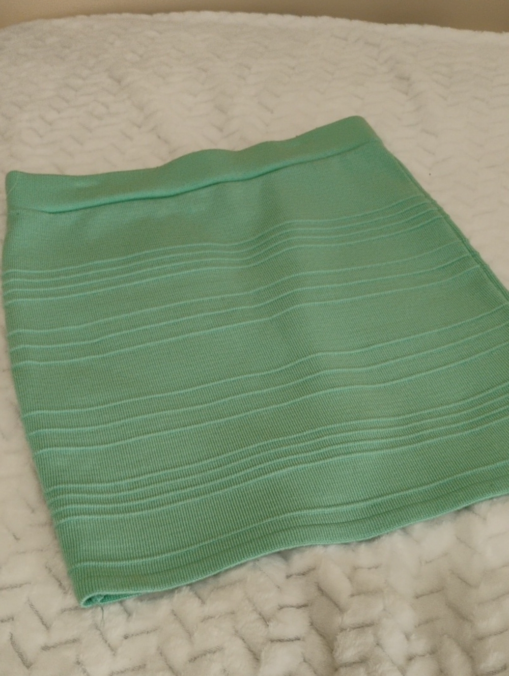 Charlotte Russe Seafoam Green Ribbed Mini Skirt